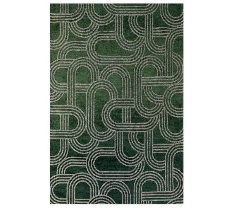 Tapis De Salon Moderne Tissé Plat Fever En Polyester - Vert - 170x240 Cm
