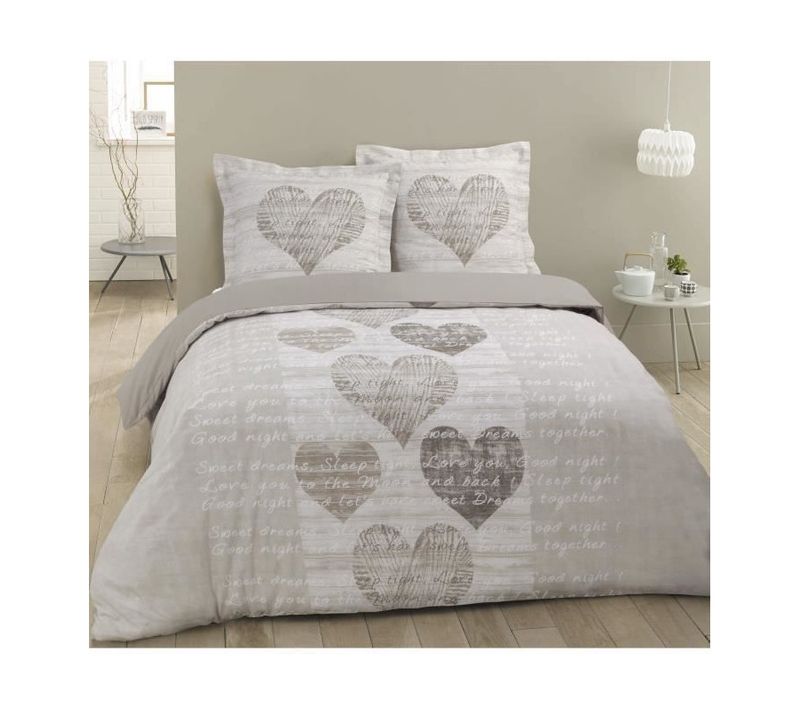 Parure De Couette Alice  100% Coton  200 X 200 Cm  Beige