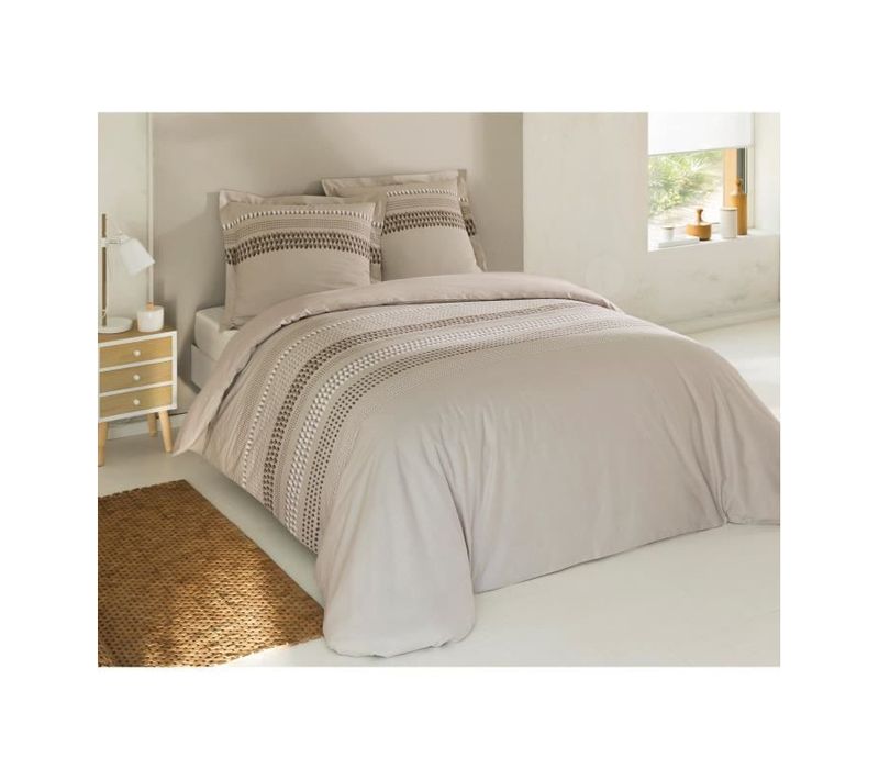 Parure De Couette Anthony  100% Coton  220 X 240 Cm  Beige