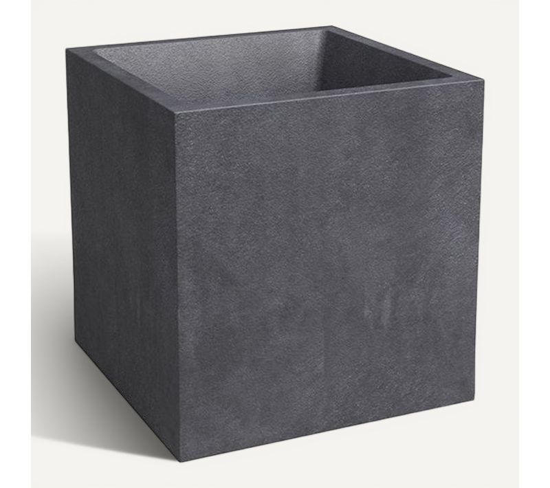 Pot Carré 40 Cm Anthracite Finition Mate Texturée 31 L