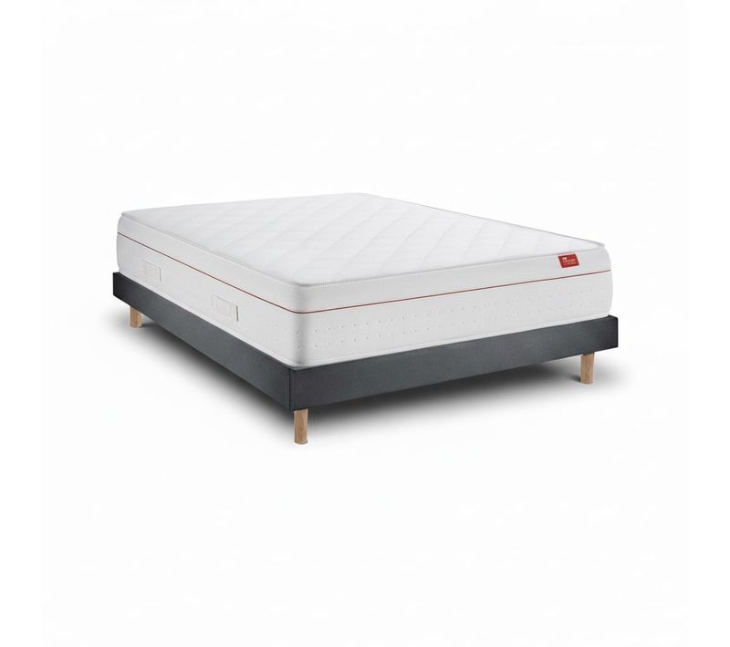 Ensemble Sommier Avec Matelas - Deluxe  Et Milano Anthracite, 90x190cm, épaisseur 27cm