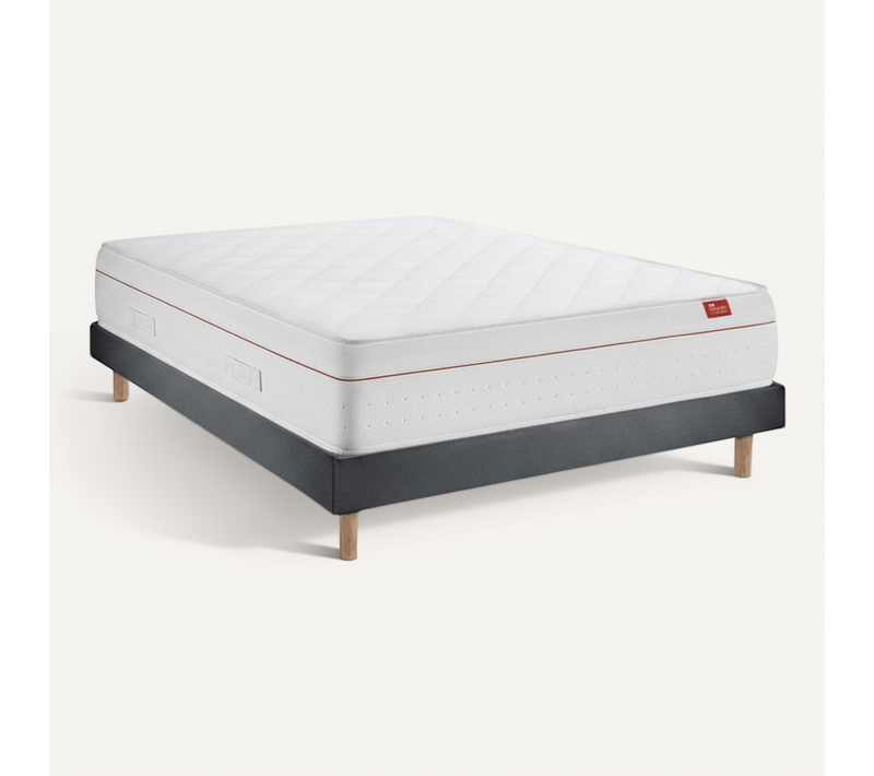Ensemble Sommier Avec Matelas - Deluxe Et Milano Anthracite, 140x190cm, épaisseur 27cm