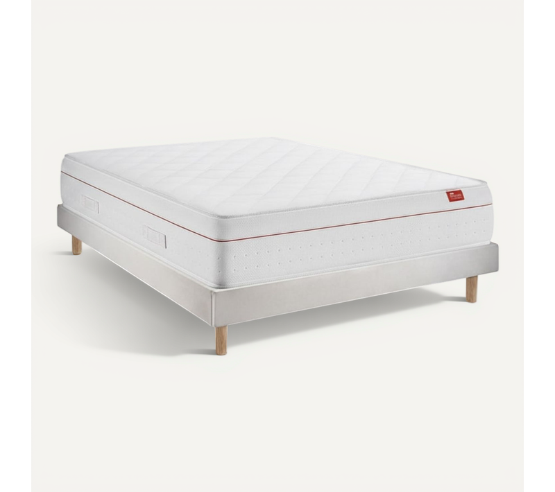 Ensemble Matelas Avec Sommier - Deluxe  Et Milano Cement, 140x190cm, épaisseur 27cm