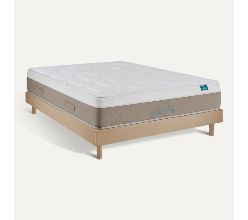 Ensemble Sommier Avec Matelas - Cloud Cotton Et Milano Taupe, 140x200cm, épaisseur 28cm