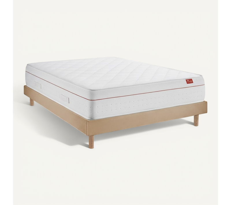 Ensemble Matelas Avec Sommier - Deluxe  Et Milano Taupe, 80x190cm, épaisseur 27cm