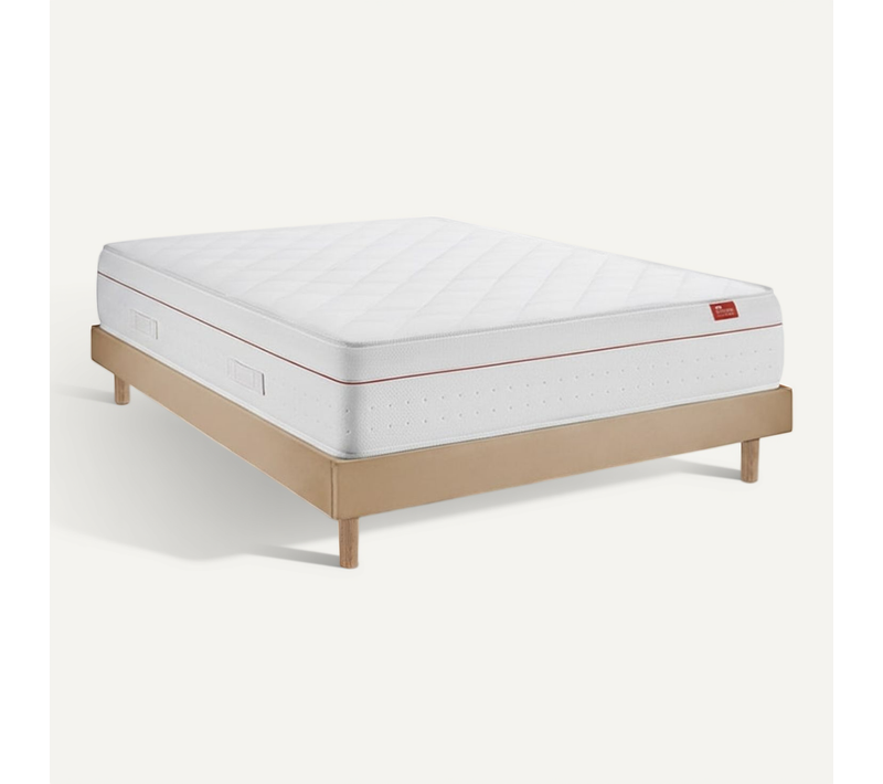 Ensemble Matelas Avec Sommier - Deluxe  Et Milano Taupe, 90x190cm, épaisseur 27cm
