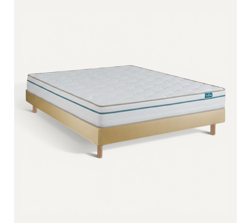 Ensemble Cloud One Et Sommier Beige - Matelas Et Sommier, 140x190cm, épaisseur 22cm