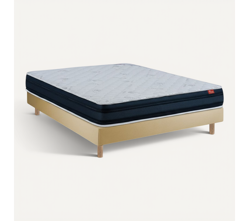 Ensemble Viscoflex Et Sommier Beige - Sommier Avec Matelas, 80x190cm, épaisseur 22cm