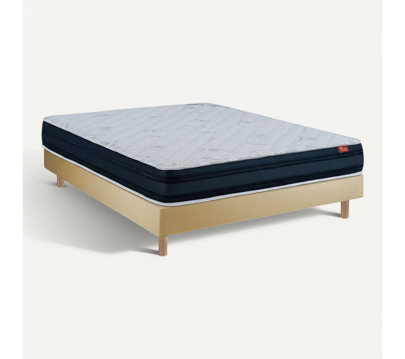 Ensemble Viscoflex  Et Sommier Beige - Sommier Avec Matelas, 80x200cm, épaisseur 22cm