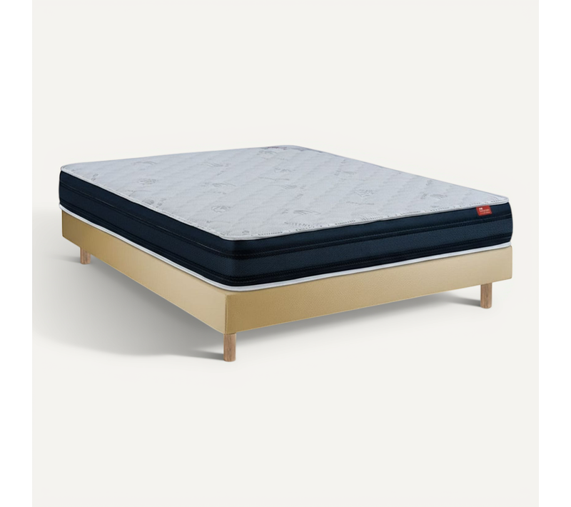 Ensemble Viscoflex  Et Sommier Beige - Sommier Avec Matelas, 90x190cm, épaisseur 22cm