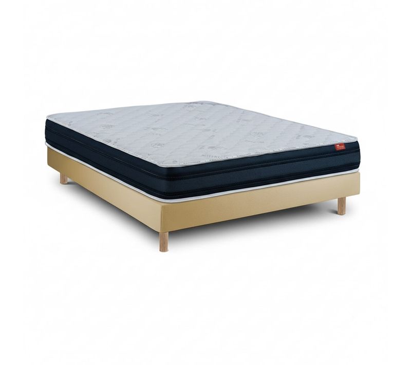 Ensemble Viscoflex  Et Sommier Beige - Sommier Avec Matelas, 140x200cm, épaisseur 22cm
