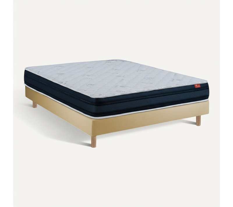 Ensemble Viscoflex Et Sommier Beige - Sommier Avec Matelas, 160x200cm, épaisseur 22cm
