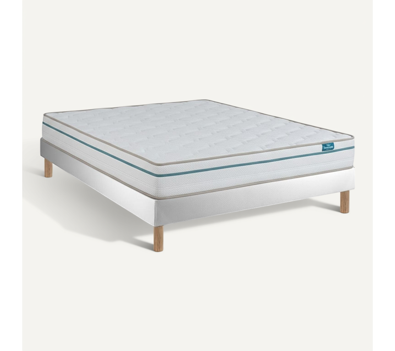 Ensemble Cloud One Et Sommier Blanc - Sommier Avec Matelas, 80x190cm, épaisseur 22cm