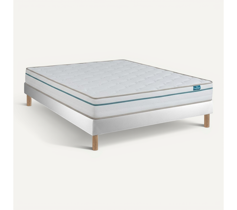 Ensemble Cloud One Et Sommier Blanc - Sommier Avec Matelas, 90x190cm, épaisseur 22cm