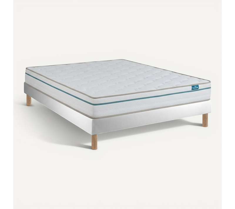 Ensemble Cloud One Et Sommier Blanc - Sommier Avec Matelas, 160x200cm, épaisseur 22cm