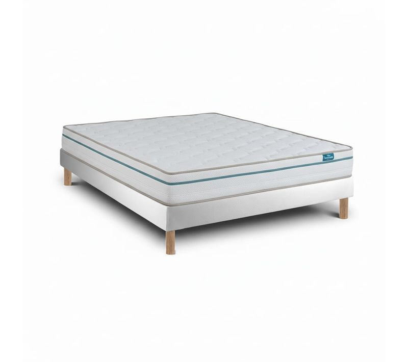 Ensemble Cloud One Et Sommier Blanc - Sommier Avec Matelas, 2 X 80x200cm, Épaisseur 22cm