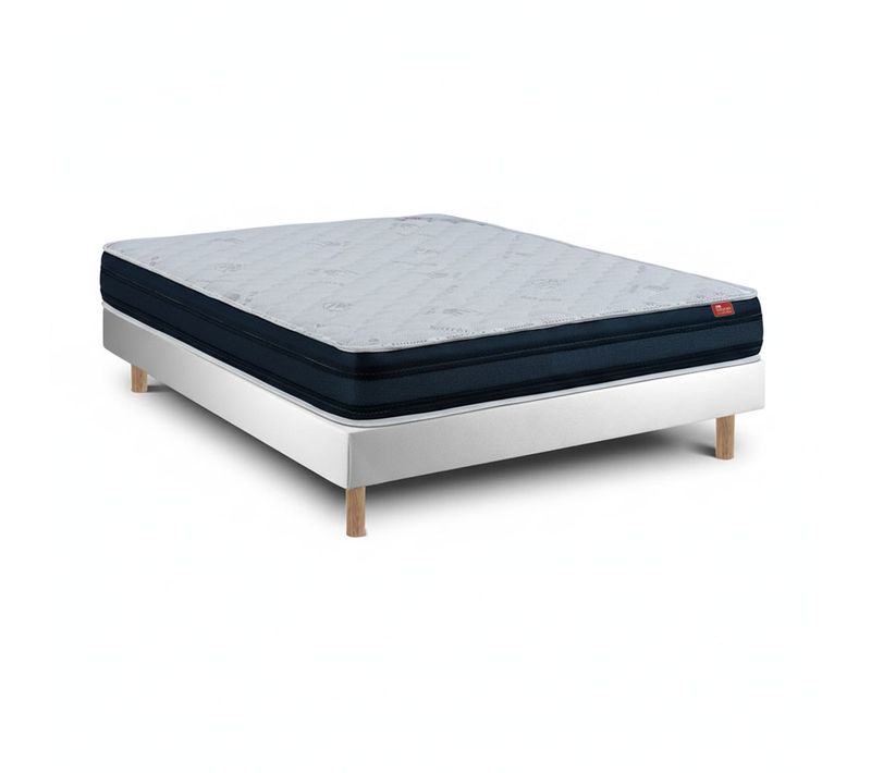 Ensemble Viscoflex  Et Sommier Blanc - Matelas Et Sommier, 140x200cm, épaisseur 22cm