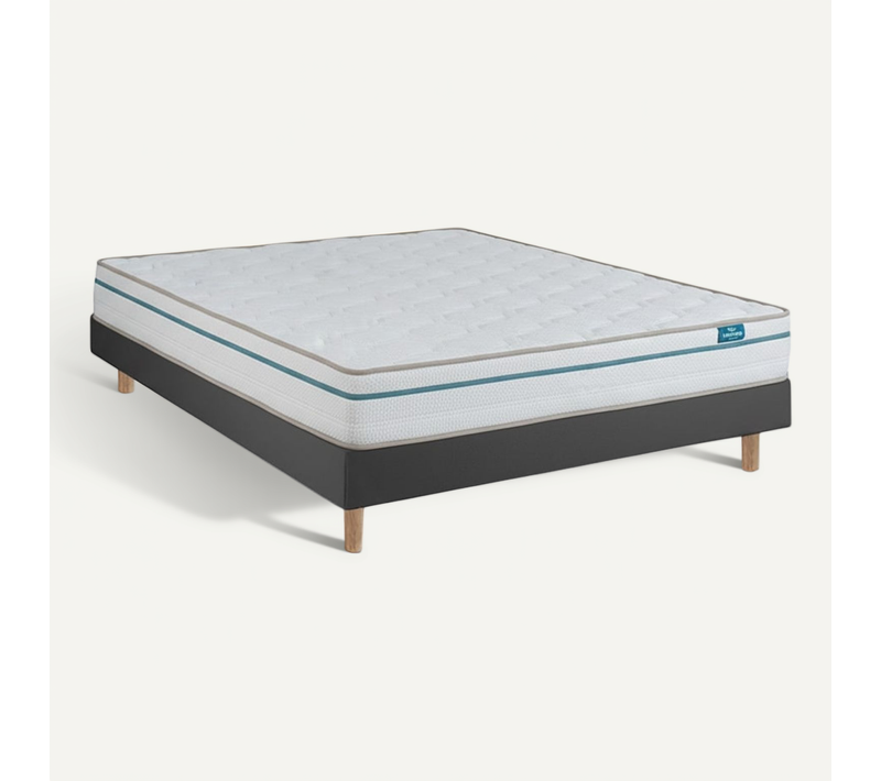 Ensemble Cloud One Et Sommier Noir - Sommier Avec Matelas, 80x200cm, épaisseur 22cm