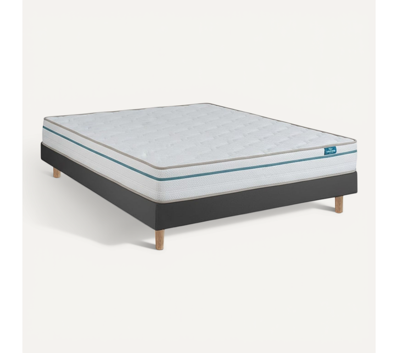 Ensemble Cloud One Et Sommier Noir - Sommier Avec Matelas, 160x200cm, épaisseur 22cm