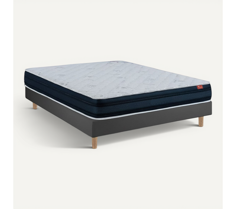 Ensemble Viscoflex Et Sommier Noir - Matelas Et Sommier, 80x190cm, épaisseur 22cm