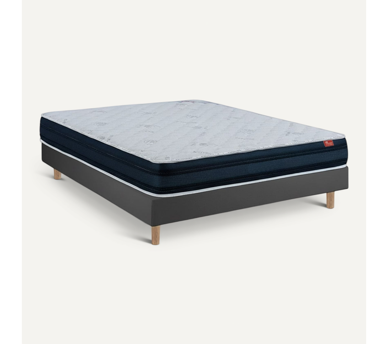 Ensemble Viscoflex  Et Sommier Noir - Matelas Et Sommier, 90x190cm, épaisseur 22cm