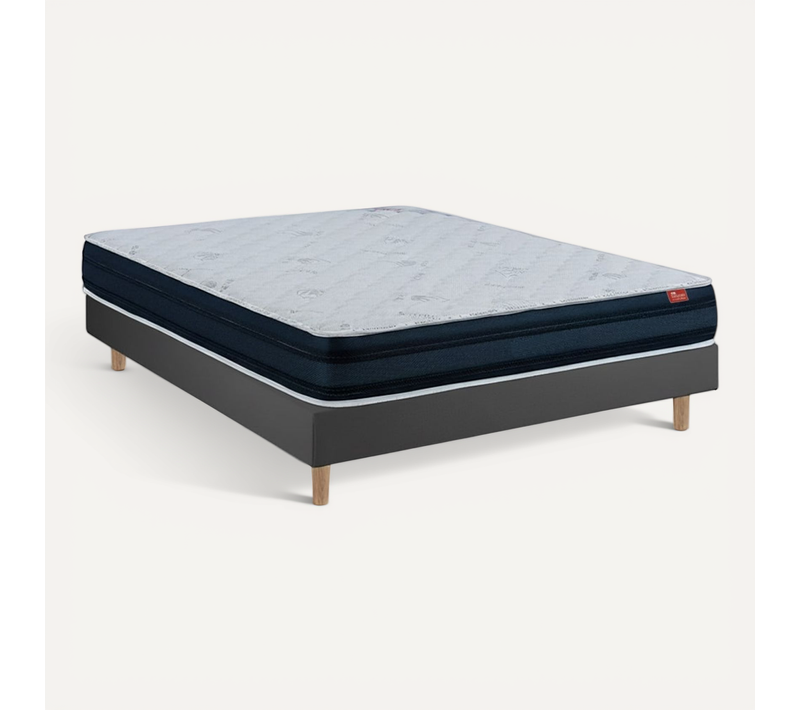 Ensemble Viscoflex  Et Sommier Noir - Matelas Et Sommier, 140x190cm, épaisseur 22cm