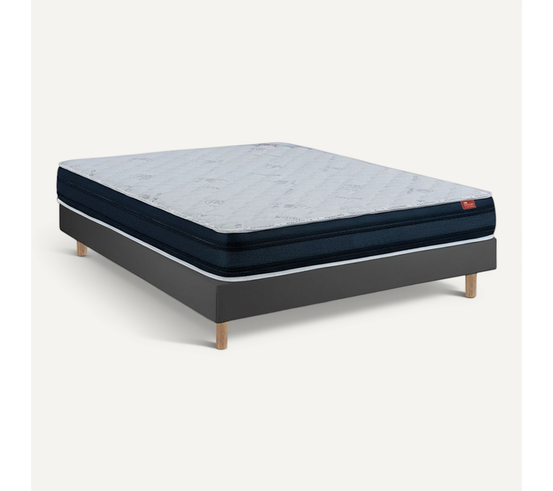 Ensemble Viscoflex  Et Sommier Noir - Matelas Et Sommier, 80x200cm, épaisseur 22cm