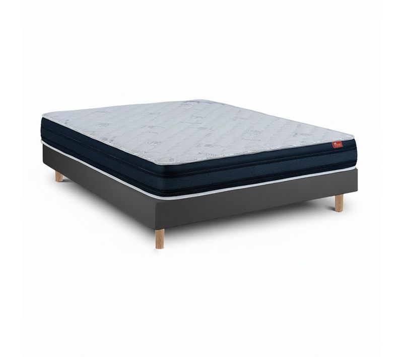Ensemble Viscoflex  Et Sommier Noir - Matelas Et Sommier, 140x200cm, épaisseur 22cm