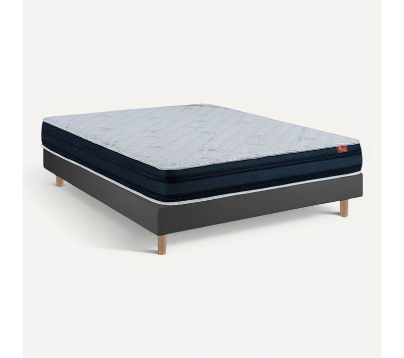 Ensemble Viscoflex  Et Sommier Noir - Matelas Et Sommier, 2 X 80x200cm, épaisseur 22cm