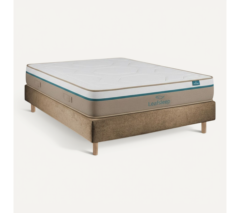 Ensemble Spring Visco Et Sommier Taupe - Sommier Avec Matelas, 90x190cm, épaisseur 27cm