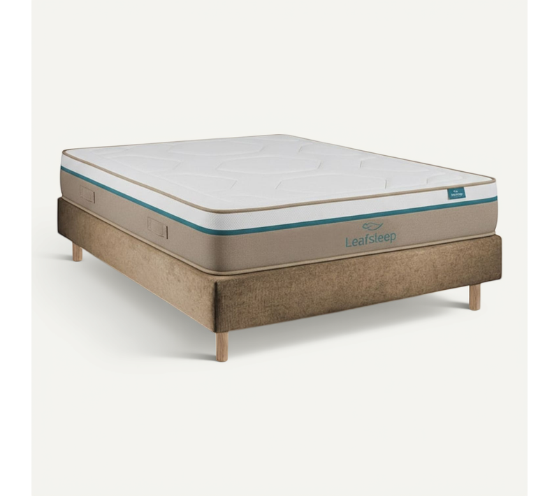 Ensemble Spring Visco Et Sommier Taupe - Sommier Avec Matelas, 140x190cm, épaisseur 27cm
