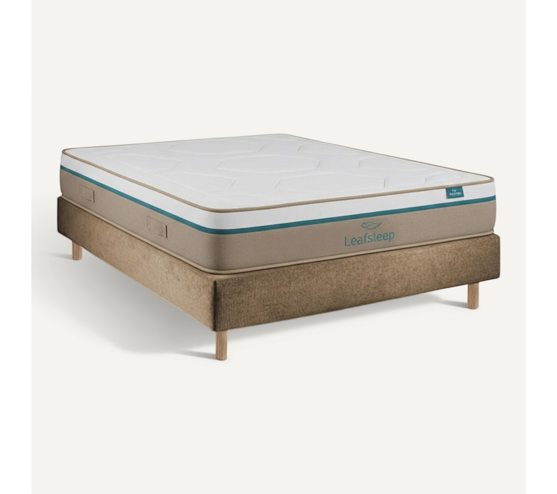 Ensemble Spring Visco Et Sommier Taupe - Sommier Avec Matelas, 140x200cm, épaisseur 27cm