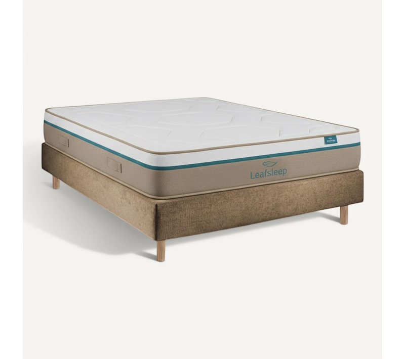 Ensemble Spring Visco Et Sommier Taupe - Sommier Avec Matelas, 160x200cm, épaisseur 27cm