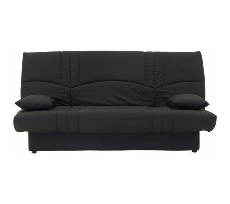 Banquette Clic Clac 3 Places - Tissu Noir - L 190 X P 92 Cm - Style Contemporain
