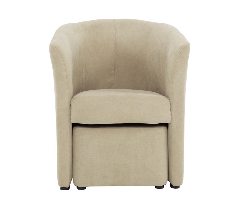 Fauteuil cabriolet et pouf CLAYTON tissu Soro camel
