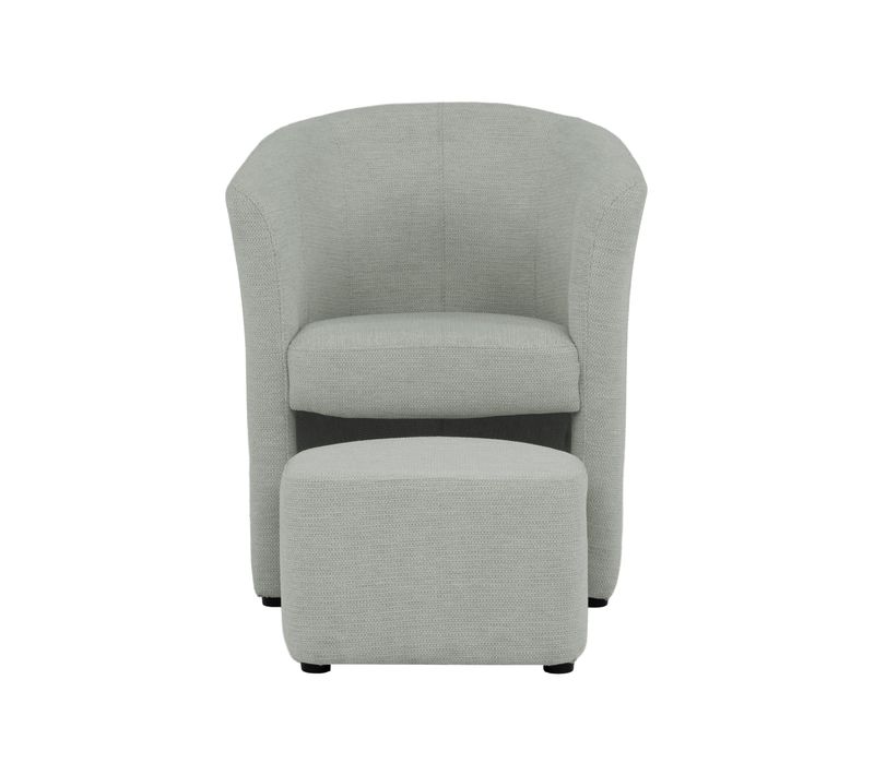Fauteuil cabriolet et pouf CLAYTON II tissu guilty cement