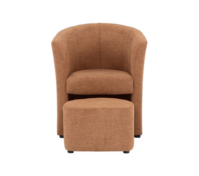 Fauteuil cabriolet et pouf CLAYTON II tissu guilty rouille