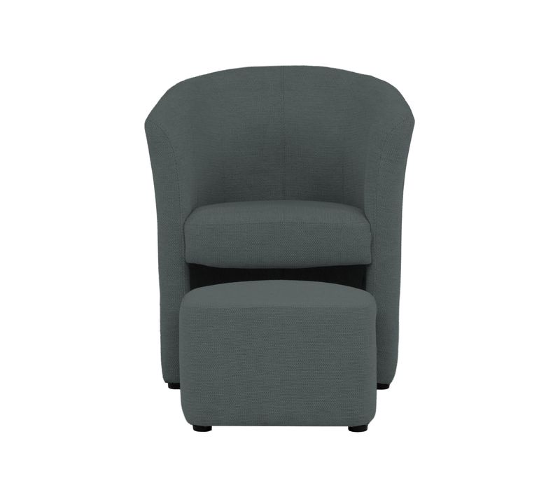 Fauteuil cabriolet et pouf CLAYTON II tissu guilty anthracite