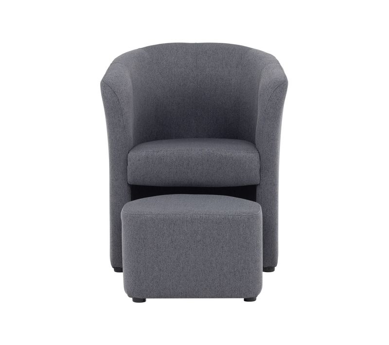 Fauteuil cabriolet et pouf CLAYTON II tissu neve anthracite