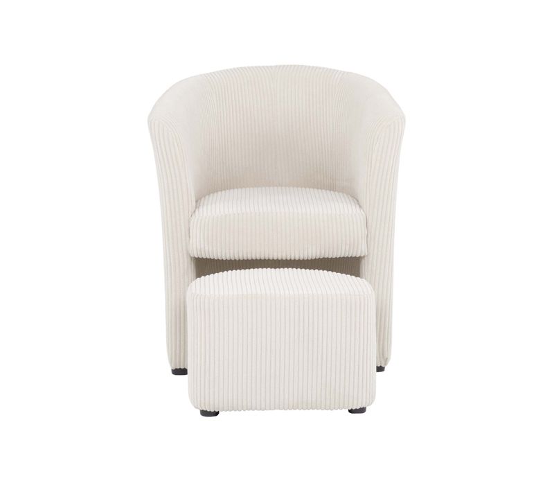 Fauteuil cabriolet et pouf CLAYTON II tissu lincoln beige