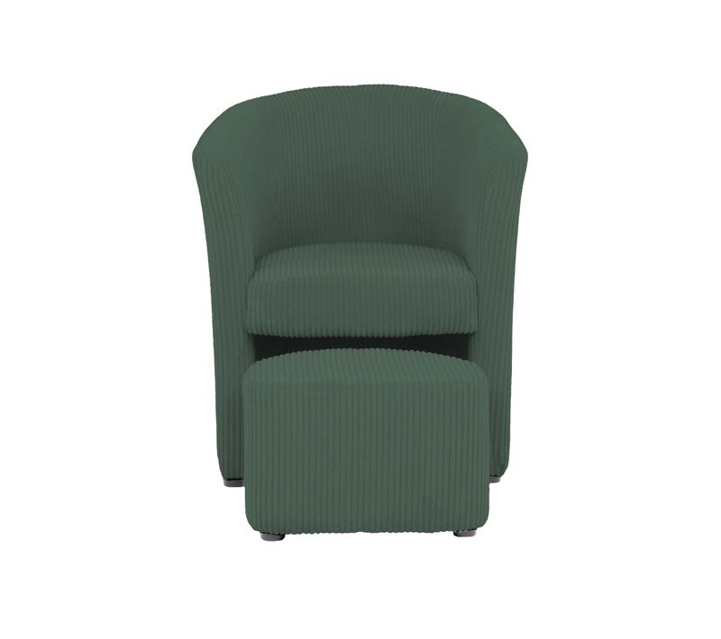 Fauteuil cabriolet et pouf CLAYTON II tissu lincoln vert