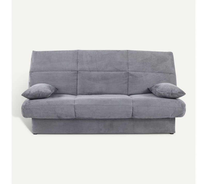 Canapé Clic-clac 3 Places Velours Côtelé Anthracite — Couchage 125 X 190 Cm
