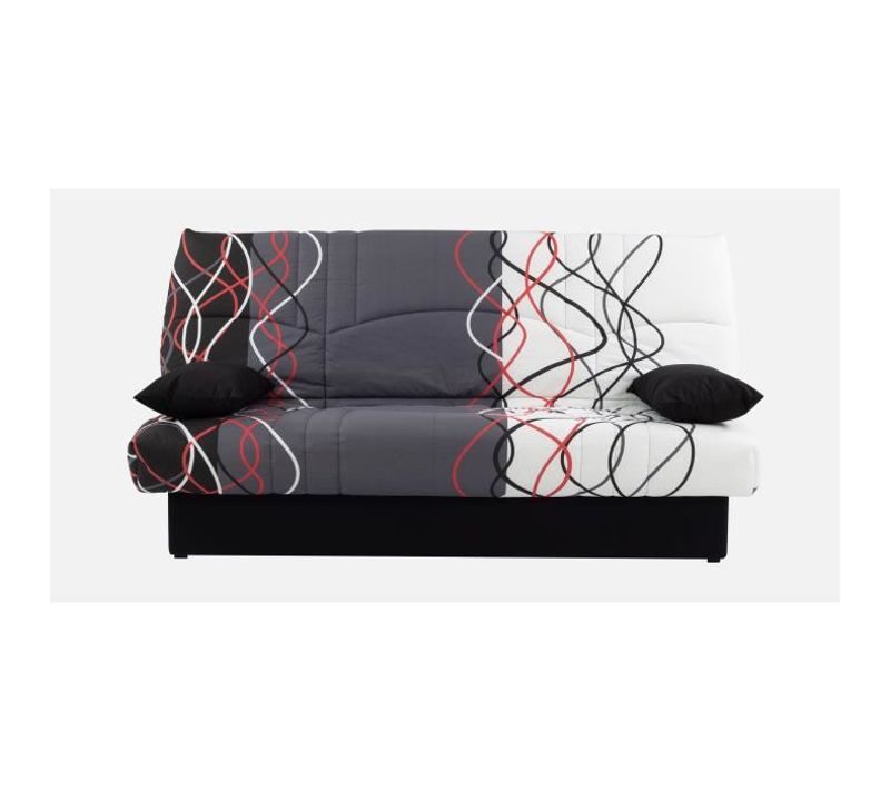 Banquette Clic-clac - 3 Places – Coton Onde Rouge / Noir – 190 X 92 X 96 Cm – Dream