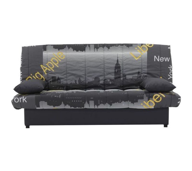 Banquette Clic Clac 3 Places - Motif New York Jaune - Style Contemporain - L 190 X P92 Cm