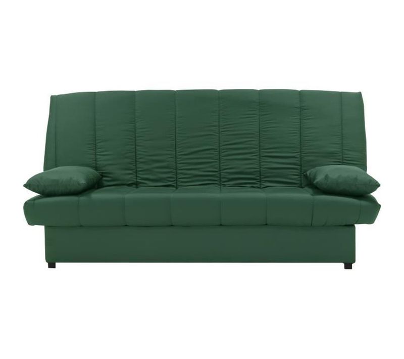 Banquette Clic Clac 3 Places - Tissu 100% Coton Vert - Style Contemporain - L 190 X P92 Cm -