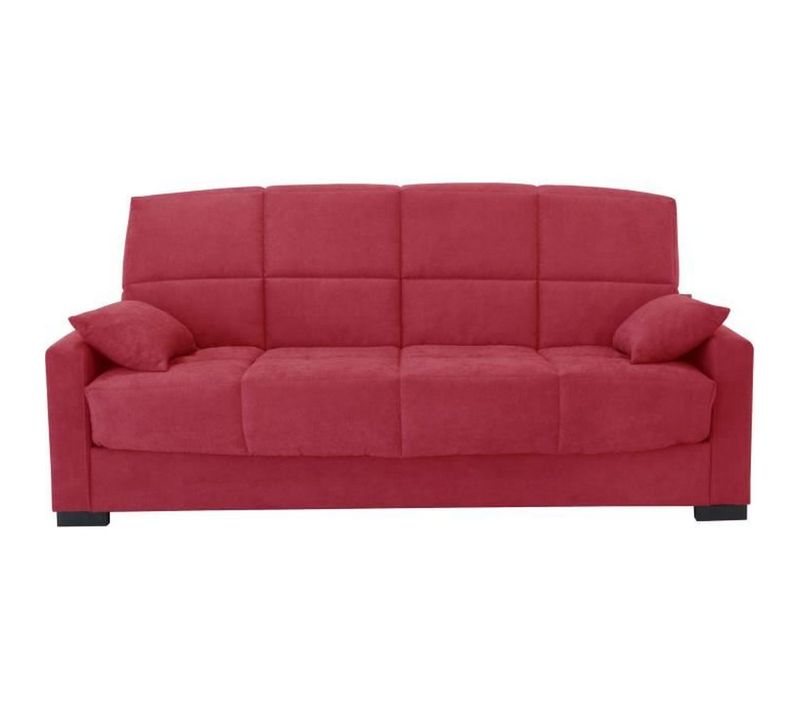 Clic Clac 3 Places Megan 14 - Tissu Soro Rouge - Avec Accoudoirs - Couchage 130x190 Cm - L223 X P96