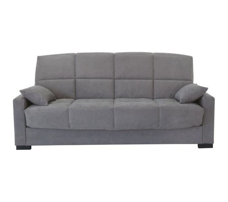 Canapé Clic Clac 3 Places - Gris Clair - Matelas 14 Cm - 130 X 190 Cm - Megan