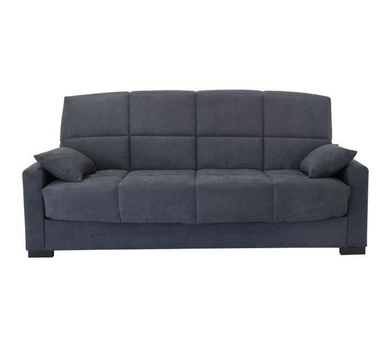 Canapé Clic Clac 3 Places Tissu Gris Matelas 17 Cm L223 X P96 X H 103 Cm Megan