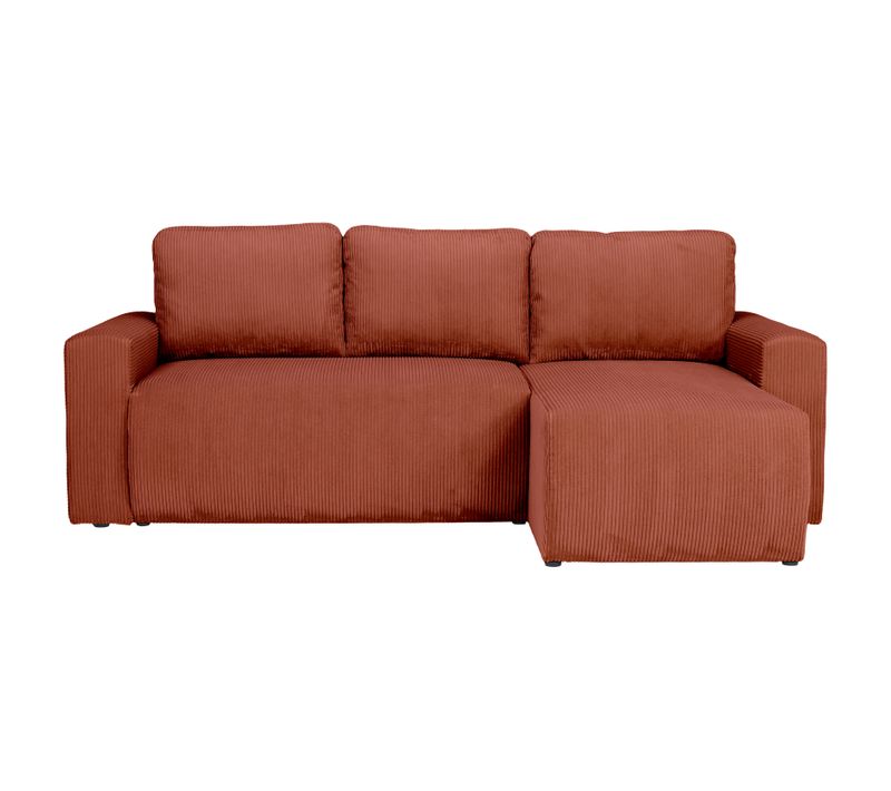 Canapé d'angle convertible MILO tissu terracotta