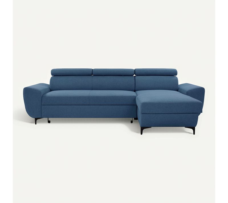 Canapé d'angle méridienne WESLEY réversible tissu bleu clair